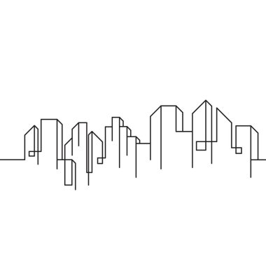Şehir İnşa Çizgisi Sanat Vektörü Simgesi Tasarım Şablonu