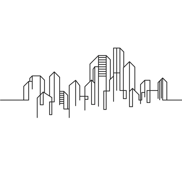 City Building Line Art Vector Icon Design Illustration Template — Stock Vector