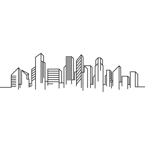 City Building Line Art Vector Icon Design Illustration Template — 스톡 벡터