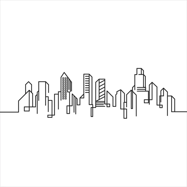 City Building Line Kunst Vector Pictogram Ontwerp Illustratie Template — Stockvector