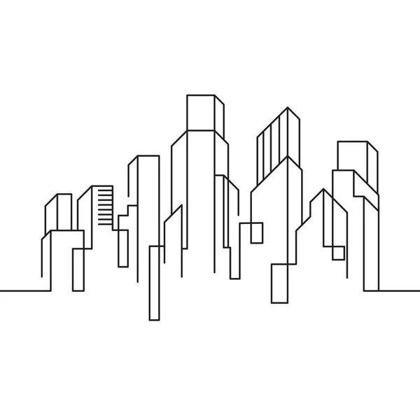 シティビルディングラインアートベクトルアイコンデザインイラストテンプレート — ストックベクタ