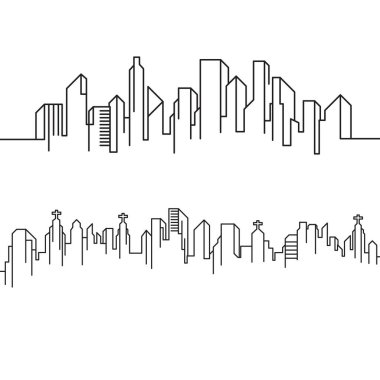 Şehir İnşa Çizgisi Sanat Vektörü Simgesi Tasarım Şablonu