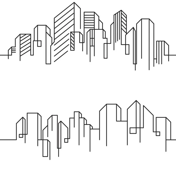 City Building Line Kunst Vector Pictogram Ontwerp Illustratie Template — Stockvector