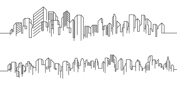City Building Line Art Illustration Vectorielle Conception Icônes Modèle — Image vectorielle