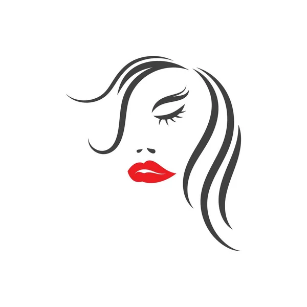 Donna Faccia Silhouette Personaggio Illustrazione Logo Icona Vettore — Vettoriale Stock