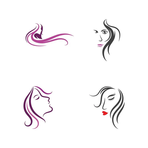 Kvinna Ansikte Siluett Tecken Illustration Logotyp Ikon Vektor — Stock vektor