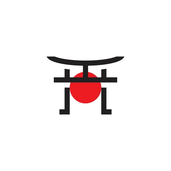 Puerta Japón Vector Icono Diseño Ilustración Plantilla — Vector de stock