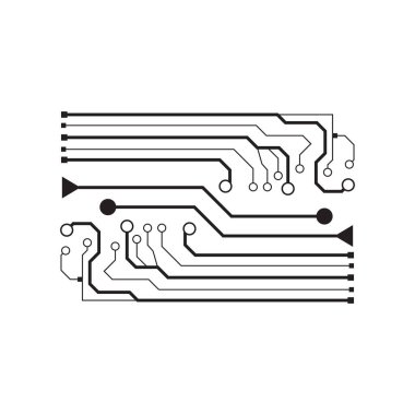 Devre kartlı elektronik elementlerle bilgisayar vektör arkaplanı
