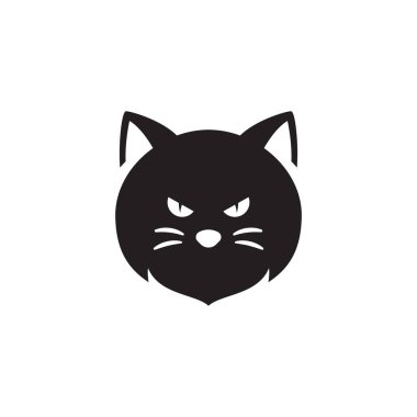 Kedi simgesi tasarımı vektör çizim şablonu
