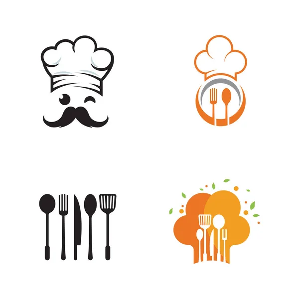 Chapéu Chef Logotipo Modelo Vetor Ilustração — Vetor de Stock