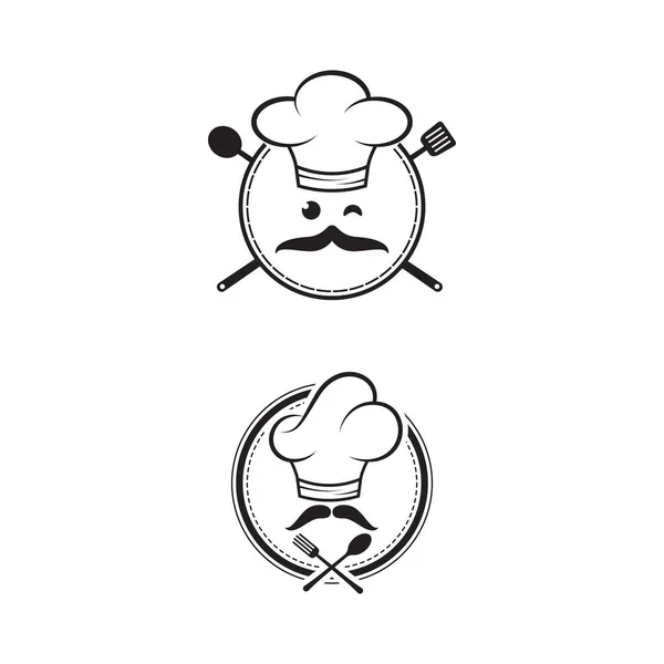 Kapelusz Szef Kuchni Logo Szablon Wektor Ilustracja — Wektor stockowy