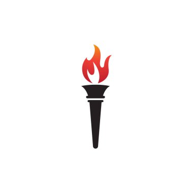 Meşale simgesi. Logolar, web siteleri, uygulamalar ve tematik tasarım için vektör resmi