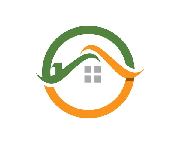 Bâtiment et logo de la maison — Image vectorielle