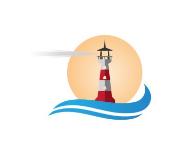 Deniz feneri sembolü logo beach