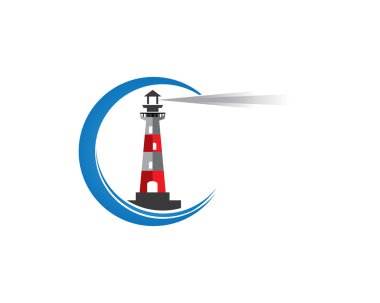 Deniz feneri sembolü logo beach