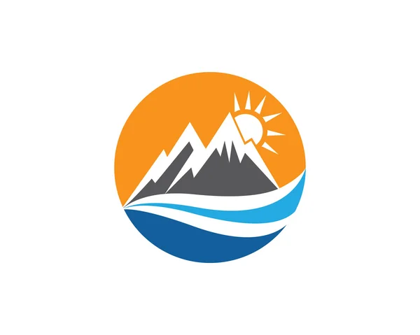 Logotipo montaña agua — Vector de stock