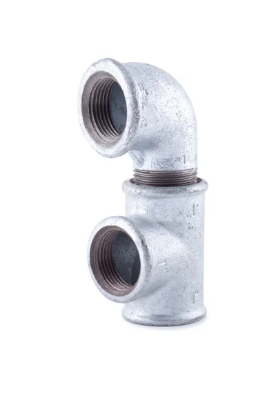 Galvaniz dirsek ile galvanizli eşit tee.