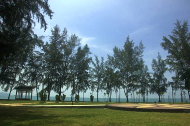 Port Dickson Malezya 'daki güzel sahil parkı ve eğlence parkı