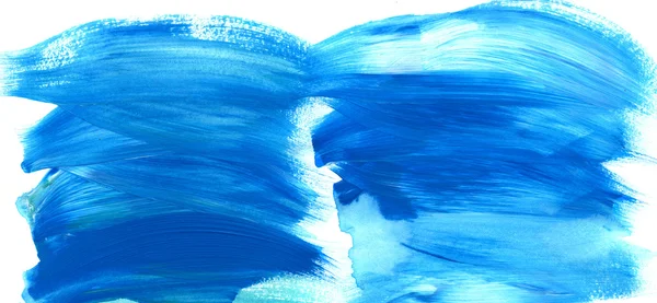 Mancha de tinta acrílica azul isolada em fundo branco. Pincel dinâmico Stroke. Espaço abstrato da arte para o texto — Fotografia de Stock