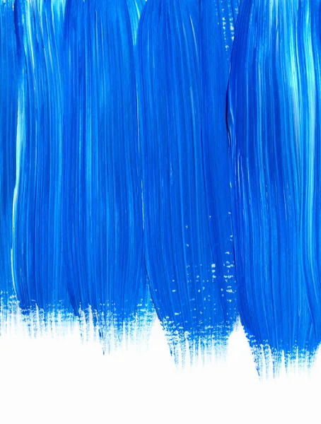 Mancha de tinta acrílica azul isolada em fundo branco. Pincel dinâmico Stroke. Espaço abstrato da arte para o texto — Fotografia de Stock