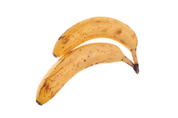 Two Over ripe bananas isolated on white background — Stock Photo, Image