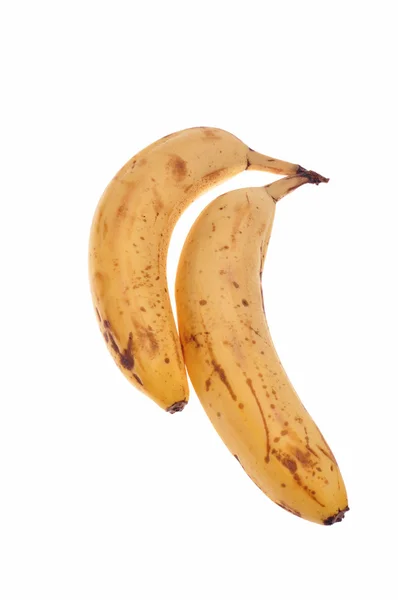 Twee rijpe bananen geïsoleerd op witte achtergrond — Stockfoto