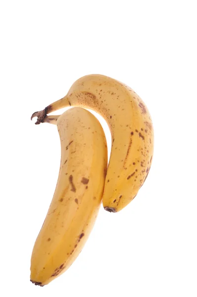 Два над стиглими бананами ізольовані на білому тлі — стокове фото