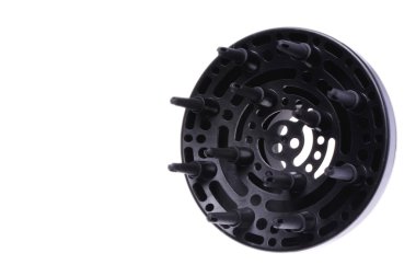 Siyah saç kurutma makinesi difüzör, beyaz arka plan üzerinde izole