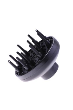 Siyah saç kurutma makinesi difüzör, beyaz arka plan üzerinde izole