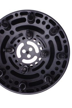 Siyah saç kurutma makinesi difüzör, beyaz arka plan üzerinde izole