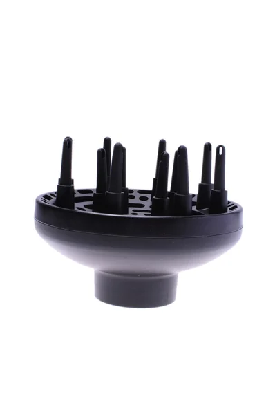 Difusor de secador de cabelo preto, isolado em fundo branco — Fotografia de Stock