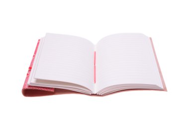 Beyaz sayfalar defter. Beyaz arka plan üzerinde izole deri notebook