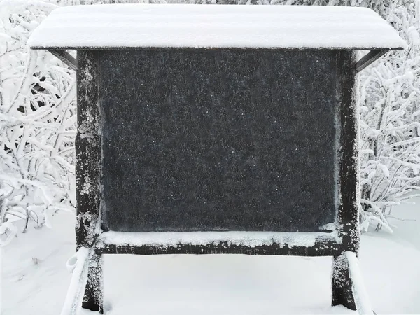 Rusya Urallar 'daki Taganay Doğa Rezervi' ndeki karla kaplı ormana karşı yazı tahtası