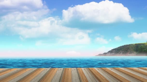 Planks of the Pier on the Beach of Sea. Time-lapse of Clouds. — Stock Footage Planks of the Pier on the Beach of Sea. Time-lapse of Clouds. Stock Video