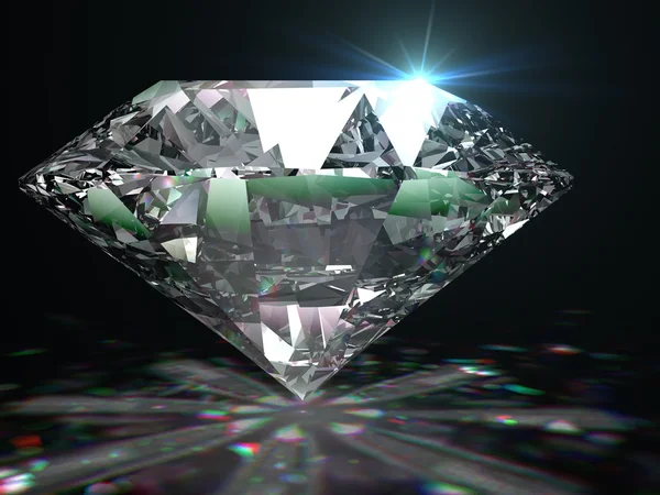 Diamante brillante sobre superficie negra . — Foto de Stock