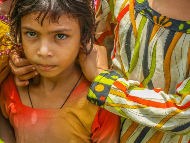 Amroha, Utter Pradesh, Hindistan - 2011: tanımlanamayan yoksul insanlar kenar mahallede yaşayan