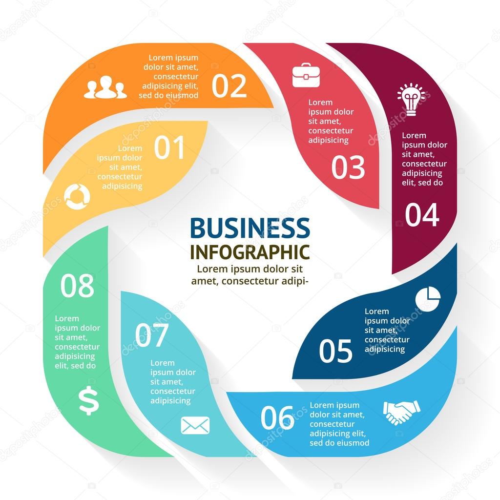 Vector circle infographic. Business concept with 8 options, parts, steps or processes. Abstract background.