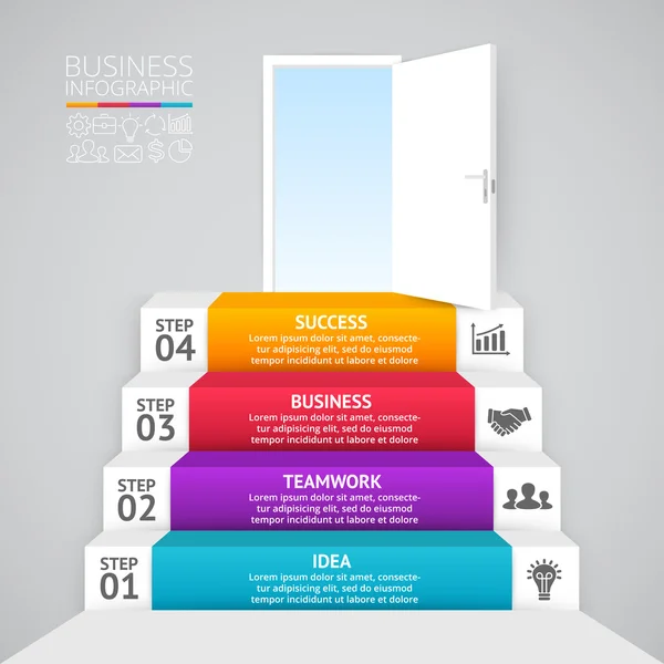 Vector 3d flechas infografía. Plantilla para diagrama, gráfico, presentación y gráfico. Concepto de startup empresarial con 4 opciones, partes, pasos o procesos. Fondo abstracto. Visualización de datos . — Vector de stock