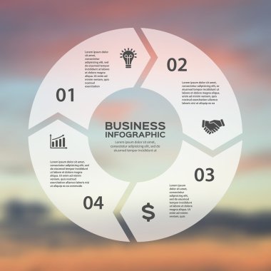 Vector circle arrows linear infographic. Template for cycle diagram, graph, presentation, round chart. Business concept with 3 options, parts, steps, processes. Blurred background.