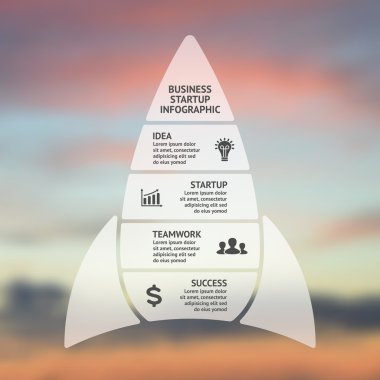 Vektör çizgileri oklar infografik. Başlangıç roket diyagramı, grafik, sunu, grafik için şablon. 4, 5 seçenek, parça, adım veya süreç ile iş konsepti. Arka planı bulanıklaştırma.