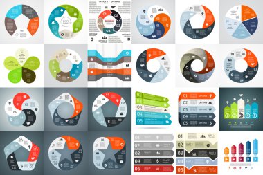 Vektör daire okları Infographic, diyagram, grafik, tanıtım, grafik. İş döngüsü kavramı ile 5 seçenekleri, parçalar, adımları, işler. Bilgi grafik veri şablonu.