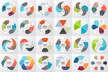 Vektör daire okları Infographic, diyagram, grafik, tanıtım, grafik. İş döngüsü kavramı ile 6 seçenekleri, parçalar, adımları, işler. Bilgi grafik veri şablonu.