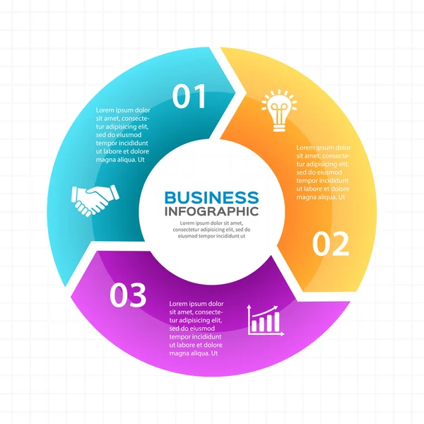 Vector cirkel pijlen infographic, diagram, grafiek, presentatie, grafiek. Business cycle concept met 3 opties, onderdelen, stappen, verwerkt. Info grafische gegevenssjabloon. — Stockvector