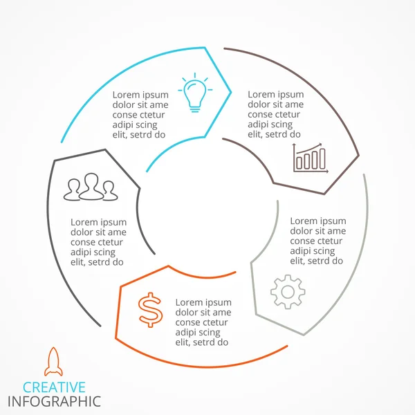 Vector cirkel pijlen lineaire infographic, diagram, grafiek, presentatie, grafiek. Business cycle concept met 5 opties, onderdelen, stappen, verwerkt. Info grafische gegevenssjabloon. — Stockvector