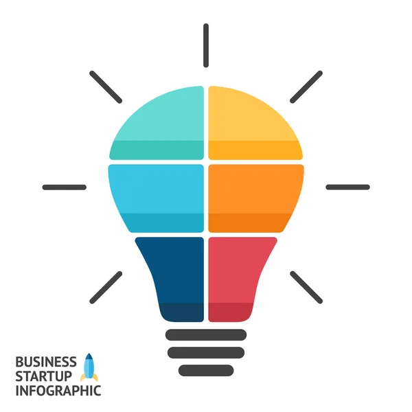 Infografica della lampadina. Modello per diagramma a cerchio, grafico, presentazione e grafico rotondo. Business startup idea lampada con 6 opzioni, parti, fasi, processi. Un brainstorming di successo. Copia più veloce . — Foto Stock