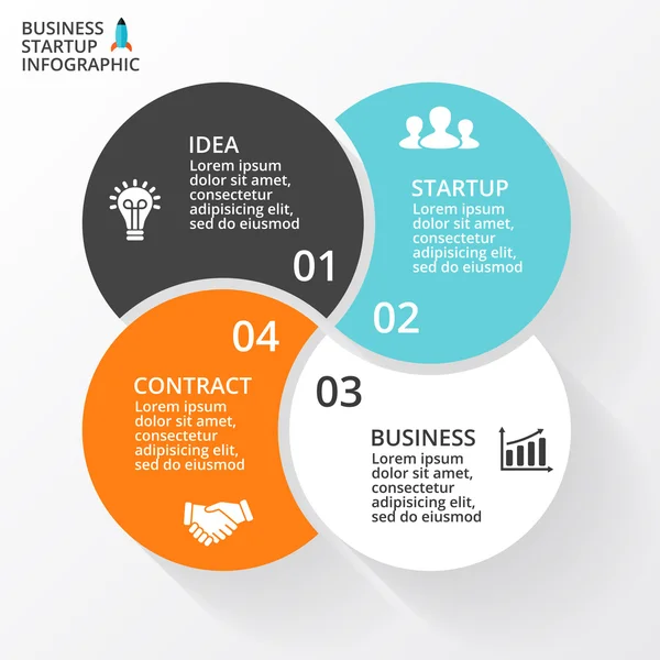 Infografía de flechas de círculo vectorial, diagrama de ciclo, gráfico, gráfico de presentación. Concepto de negocio con 4 opciones, partes, pasos, procesos . — Vector de stock