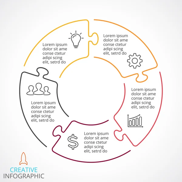 Cirkel pijlen puzzel infographic — Stockvector