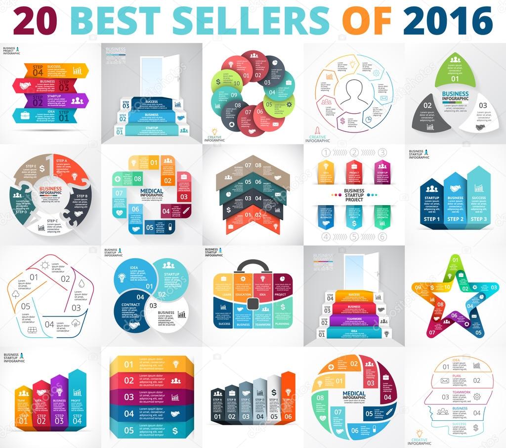 Layout for your options or steps. Abstract template for background. Best vector circle infographics set. Business diagrams, arrows graphs, startup presentations and charts. Data options with parts, steps.