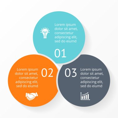 Daire okları Infographic vektör, döngüsü diyagramı, grafik, sunu grafik. İş kavramı ile 3 seçenekleri, parçalar, adımları, işler.