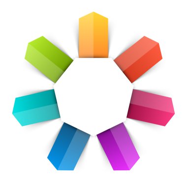 Oklar Infographic daire gücünü, diyagram, grafik, sunu grafik. İş kavramı ile 7 seçenekleri, parçalar, adımları, işler.